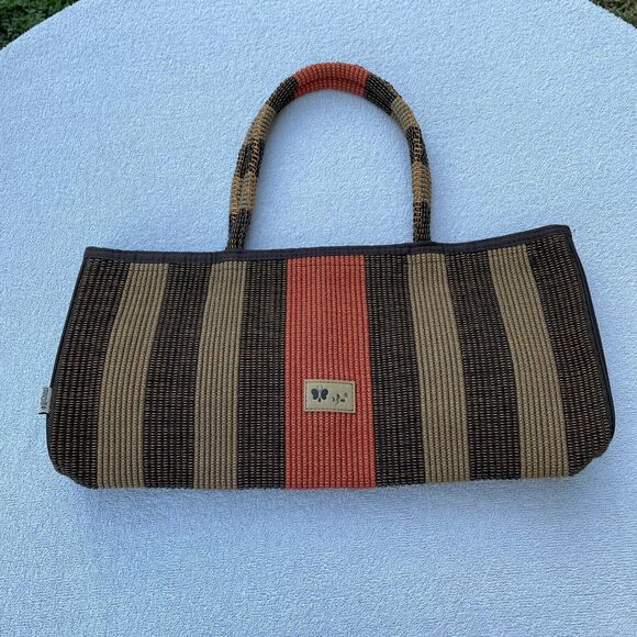 Unique Shoulder Bag Women's Brown Tan Orange Hand Bag 19" x 10" x 2.5" New - Picture 4 of 13